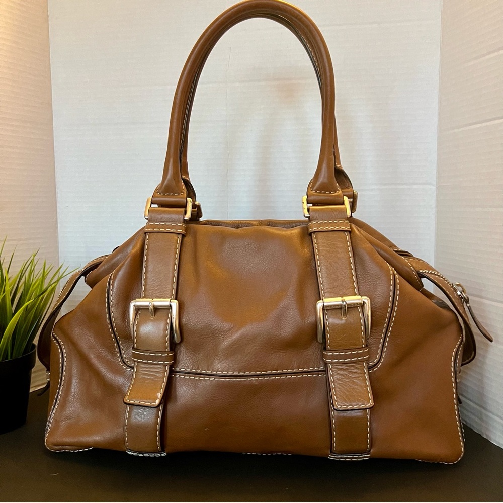 Vintage Michael Kors Brown Leather Handbag Purse Satchel